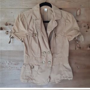 Loft Short Sleeve Cargo Safari Jacket Khaki Small